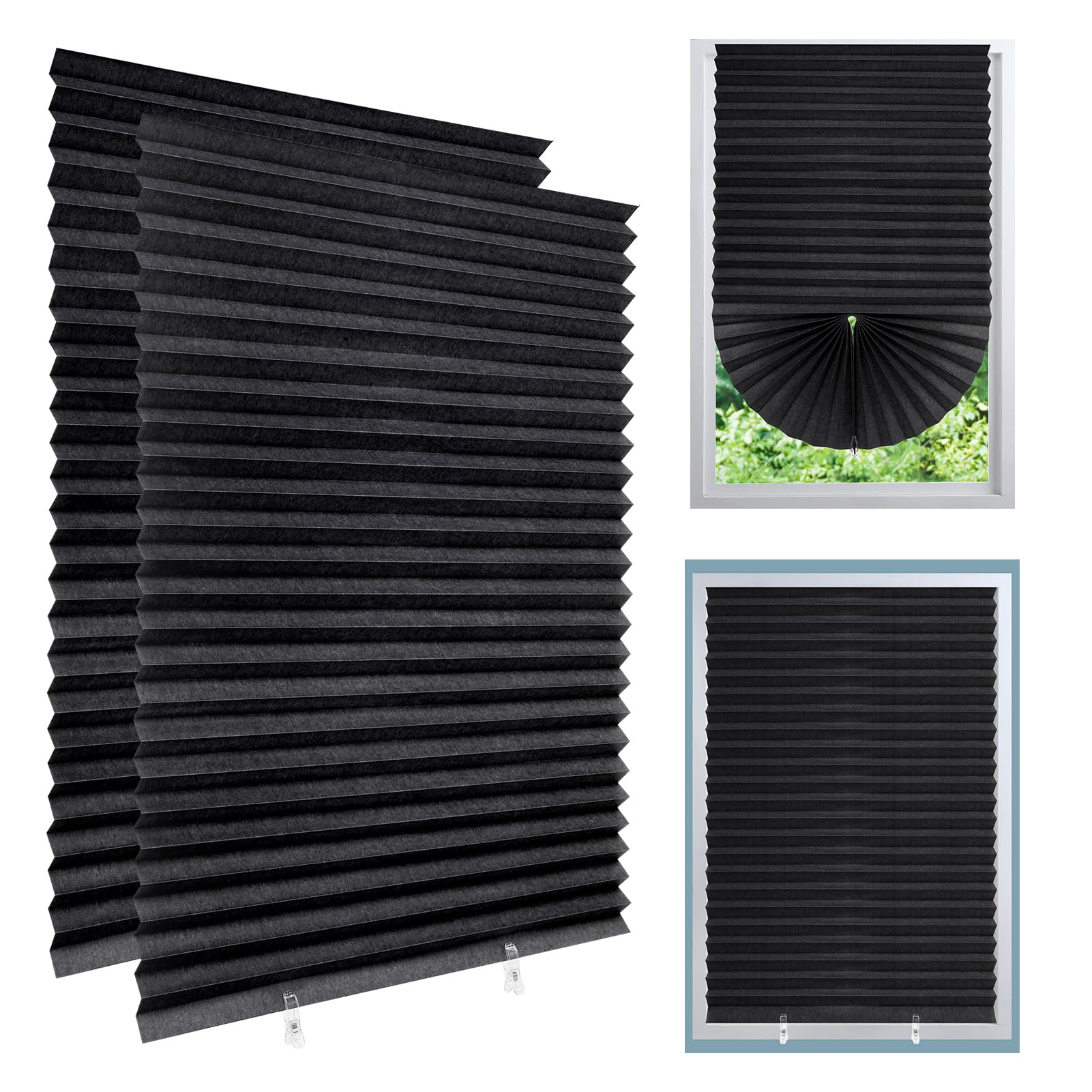 Zuimei 2 Pack Temporary Blackout Blind 180 * 90cm Stick on Curtains for Bedroom, Kitchen, Bathroom Windows, Bedroom, Nursery, Loft, Travel RV Car