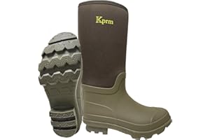 Kprm Rubber Rain Boots for Men Waterproof Lightweight Durable Neoprene Men's Work Boot Insulated for Mud Muck Outdoor
