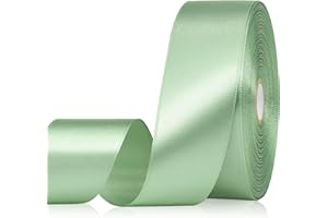 Sagaat Sage Green Ribbon 1-1/2 Inch, 60 Yards Light Green Satin Ribbon for Gift Wrapping, Fabric Ribbon for Flower Bouquet Crafts Wedding Christmas Easter Halloween