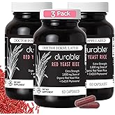 Durable RED Yeast Rice – Organic 1,600 mg Extra Strength + CoQ10 Phytosome – Supports Healthy Cholesterol, Heart, Lipids & Circulation – Doctor Formulated, Non-GMO, Vegan, Made in USA (180 Capsules)