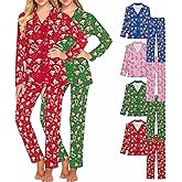 PrintMyWay Personalized Pajamas Set with Photo Dog Bone Custom Pajamas Button Down Women's Pajamas Gift for Women Christmas