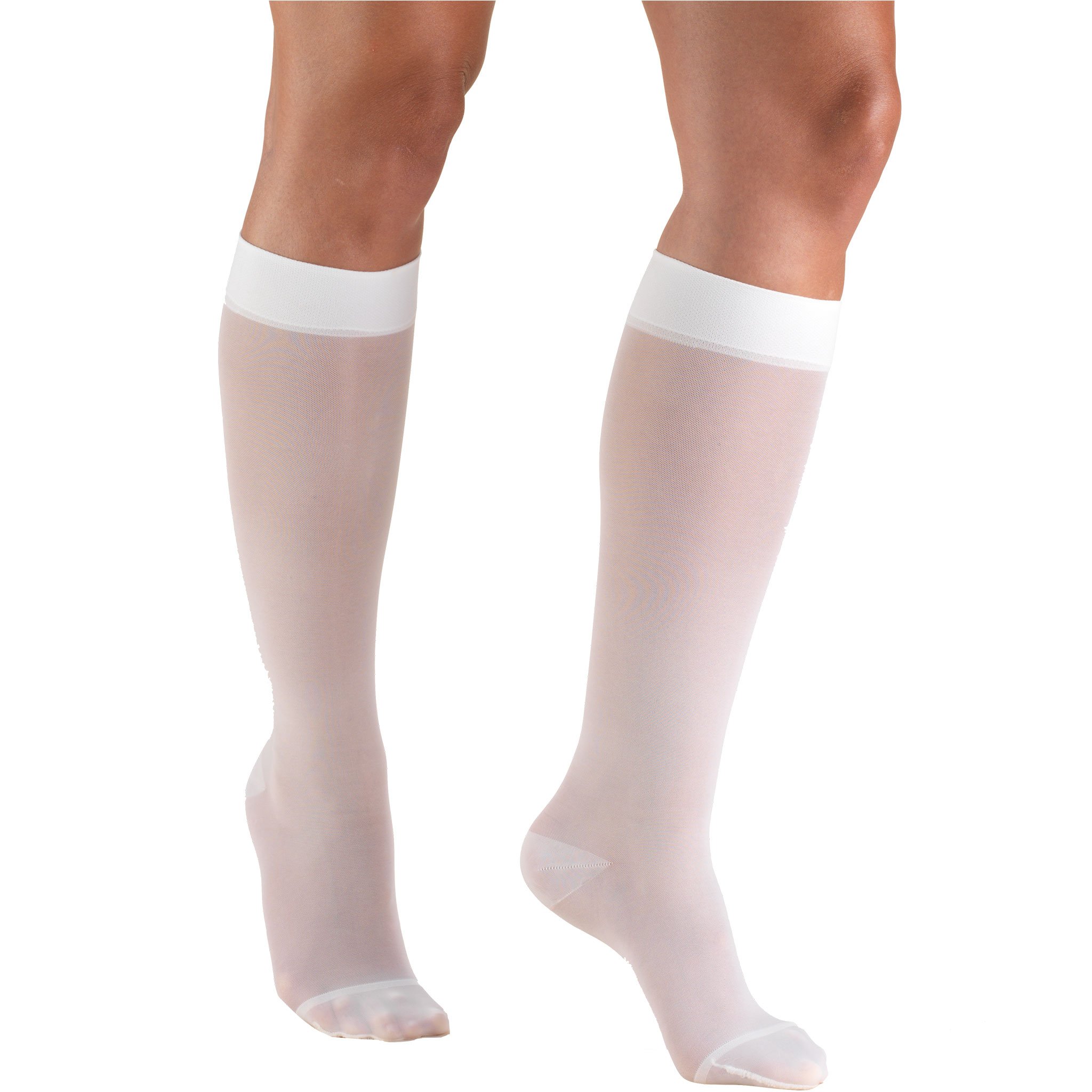 Photo 1 of Truform Sheer Compression Stockings, 15-20 mmHg, Women's Knee High Length, 20 Denier, White, Small