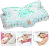 Elviros Cervical Memory Foam Pillow with Removable Cover, 2 Heights Blue