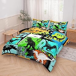NINENINE Dinosaur Bedding Sets for Kids,Watercolor