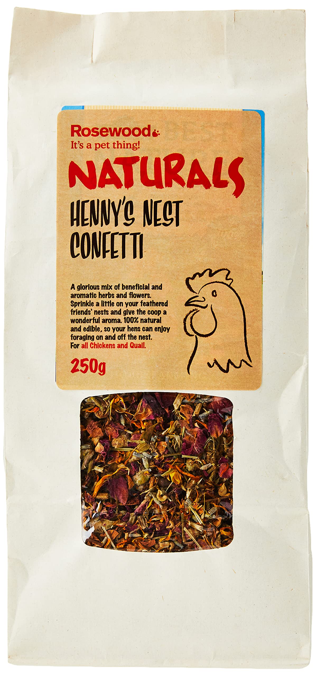 Rosewood Naturals Henny's Nest Confetti 250g for Chickens and Quail,Natural
