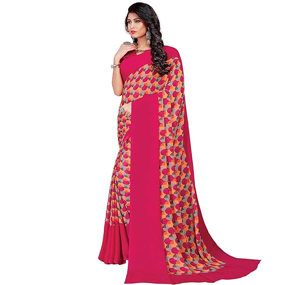 Shaily Poly Georgette Printed Saree[S_GHENA7001SR01_Pink & Multi]