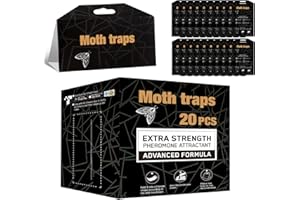 PIMAG Upgraded Moth Traps, 20Pack Double Potent Pantry & Clothes Traps with Pheromones Prime, No Toxic & Odorless Meal Moth Trap, Organic Sticky Moths Balls Repellent with Lure for Closet, Kitchens