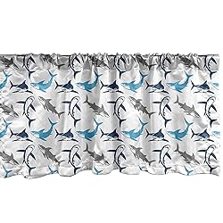 Ambesonne Shark Window Valance, Retro Style