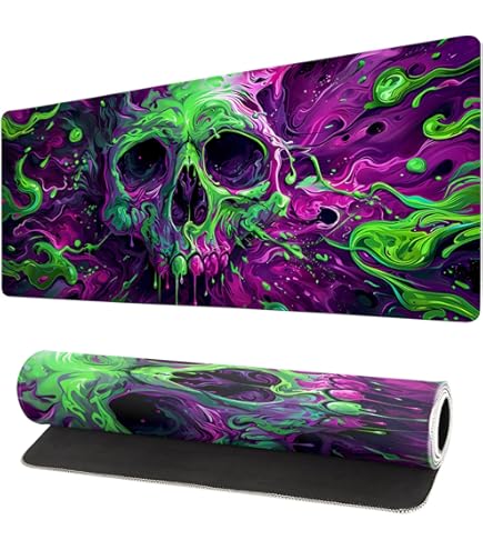 Skull & Flowers Gaming Mouse Pad – Extra Large 31.5x11.8 Inch Desk Mat With Non-Slip Base For Keyboard & Mouse