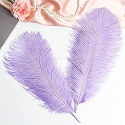 THARAHT Lavender Ostrich Feathers 12pcs Large