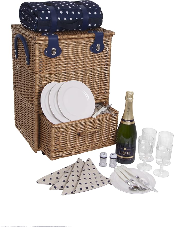 4 Person Deluxe Picnic Trolley First4Hampers Amazon.co.uk Kitchen & Home