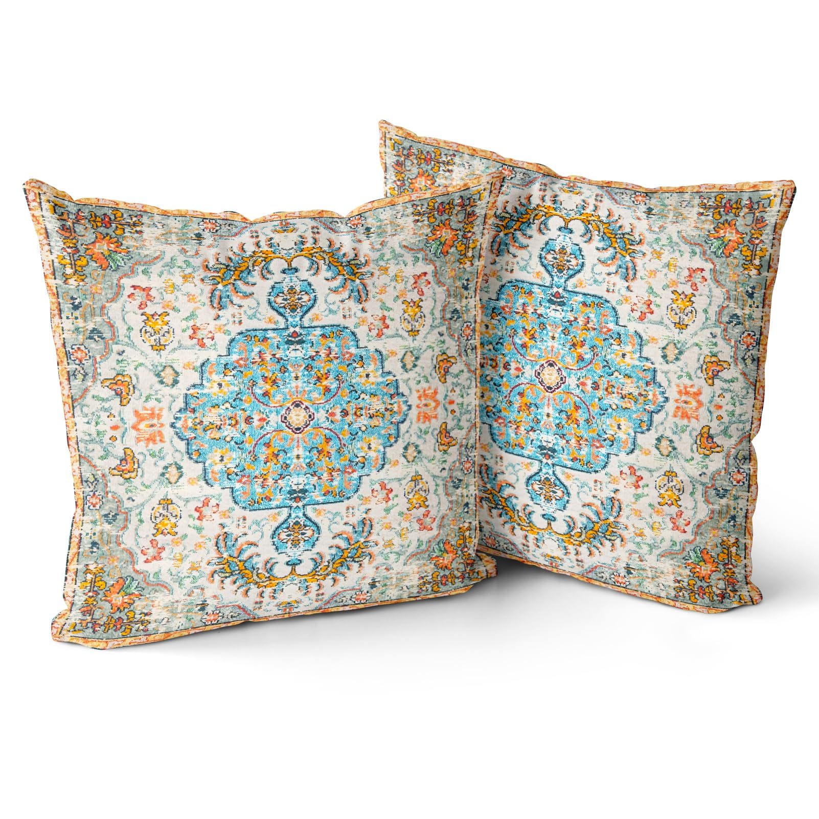Snylcce Boho Throw Pillow Covers Set of 2 - multicolour Antique & Vintage Design, Double-Sided Pattern - Soft Cushion Covers for Garden Couch, Sofa, Bed - Decorative 45x45 CM Pillowcases