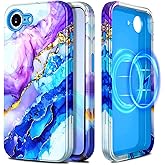 Casetego for iPhone 16e Case,Compatible with MagSafe,[Military Grade Drop Test] Full Body Protection Slim Shockproof Rugged Marble Women Girls Case for iPhone 16e 6.1 inch,Azure Blue