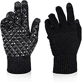 Apojgitn 1 Pair Winter Gloves - Black Touch Screen, Thickening Thermal Warm Knit Gloves for Cold Weather Running, Driving, Hiking for Men Women - Black