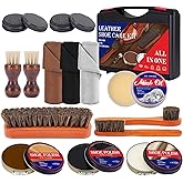 TUXIYA 15pcs Shoe Shine Kit, Shoe Polish Kit, Leather Boot Care Kit, with Horsehair Brush&Wooden Applicator – Portable Travel Shoe Polish Kit for Brown/Black/Neutral Shoes