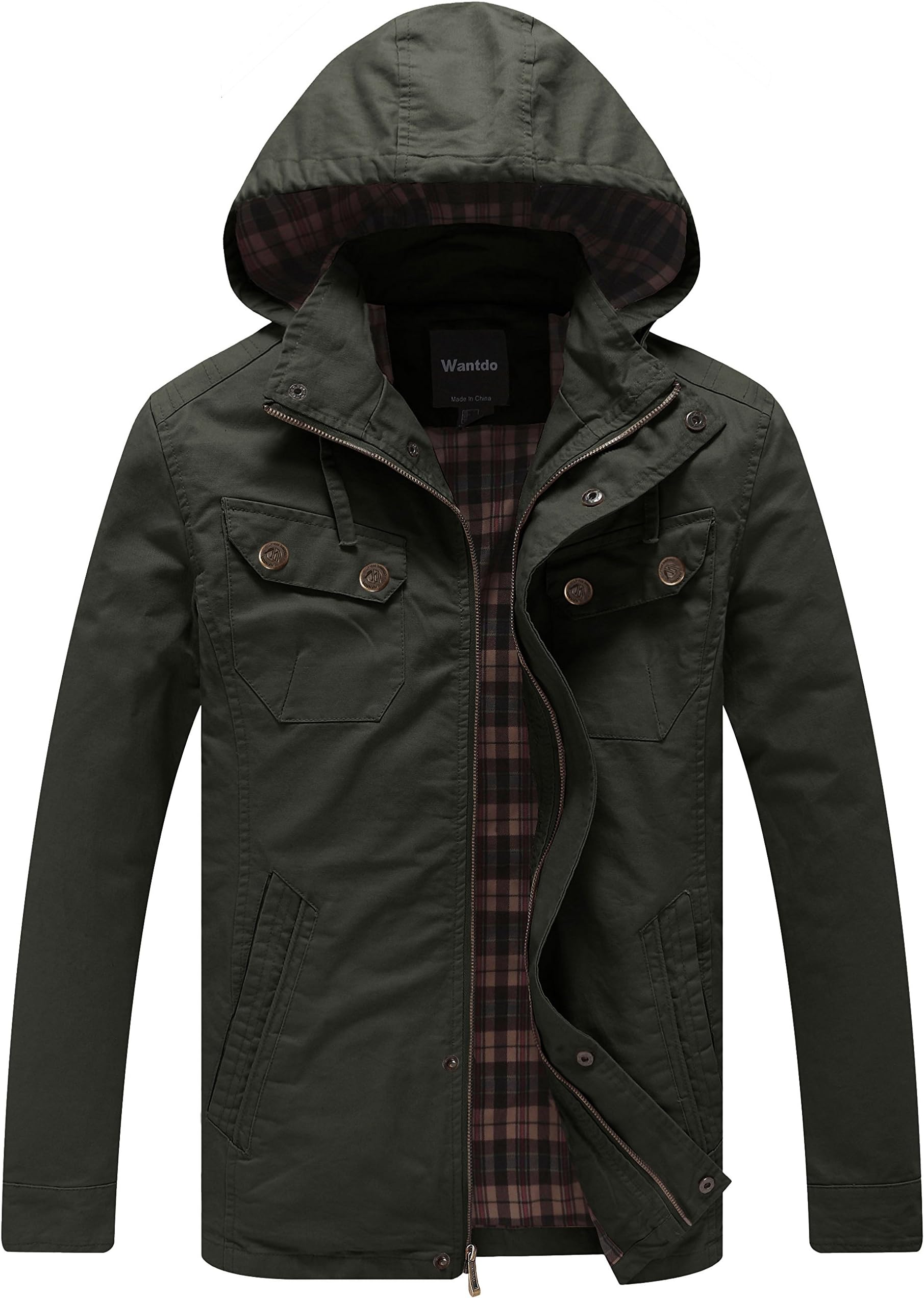 Men's Warm Casual Military Jacket with Removable Hood