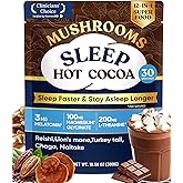 Venture Pal Mushroom Hot Cocoa Powder with Magnesium Glycinate, L-Theanine & Reishi to Calm & Relax, Natural Sleep Aids for Adults Melatonin 3mg, Unsweetened Hot Chocolate for Deep Sleep, 30 Servings