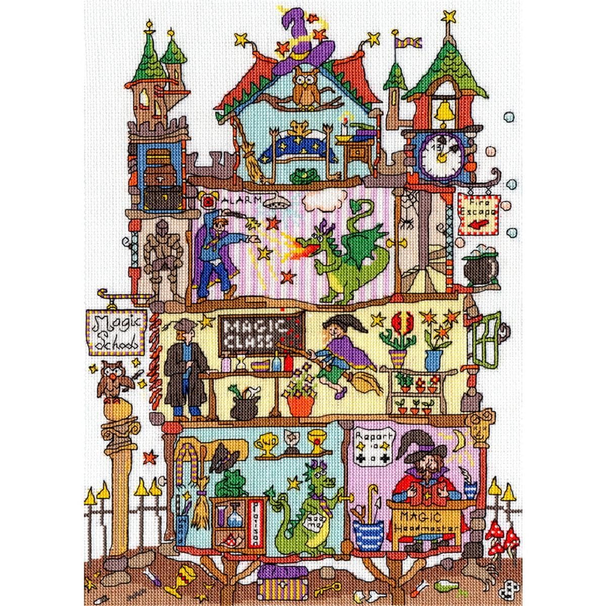 Bothy Threads Cross Stitch Kit - Cut Thru' Magic School