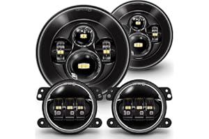 ONLINE LED STORE TRUE MODS 7-inch H6024 LED Headlights + 4-inch Fog Lights for Jeep Wrangler JK Unlimited JKU Accessories 2007-2018 [High/Low Sealed Beam]