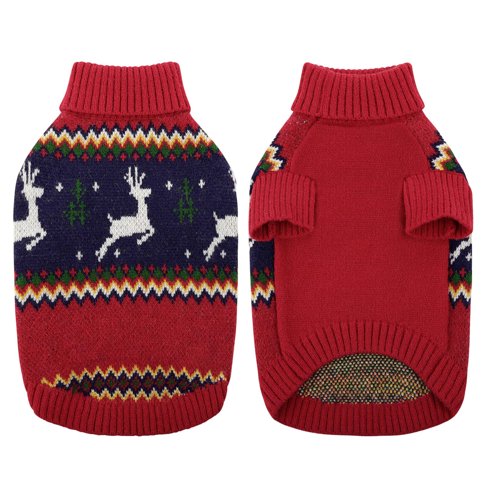 KONVINIT Dog Christmas Jumper,Winter Warm Dog Sweater,Knitting Dog Jumper Xmas Puppy Jumpers for Small Dogs and Medium Large Dogs,xmas red L — image 1