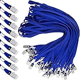 Hoolerry 300 Pcs Lanyards Clips Bulk for ID Name Badge Holder Lanyards Flat with Swivel Hook for Office School(Blue)