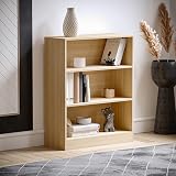 Vida Designs Cambridge 3 Tier Low Bookcase Oak Wood Shelving Unit view 6