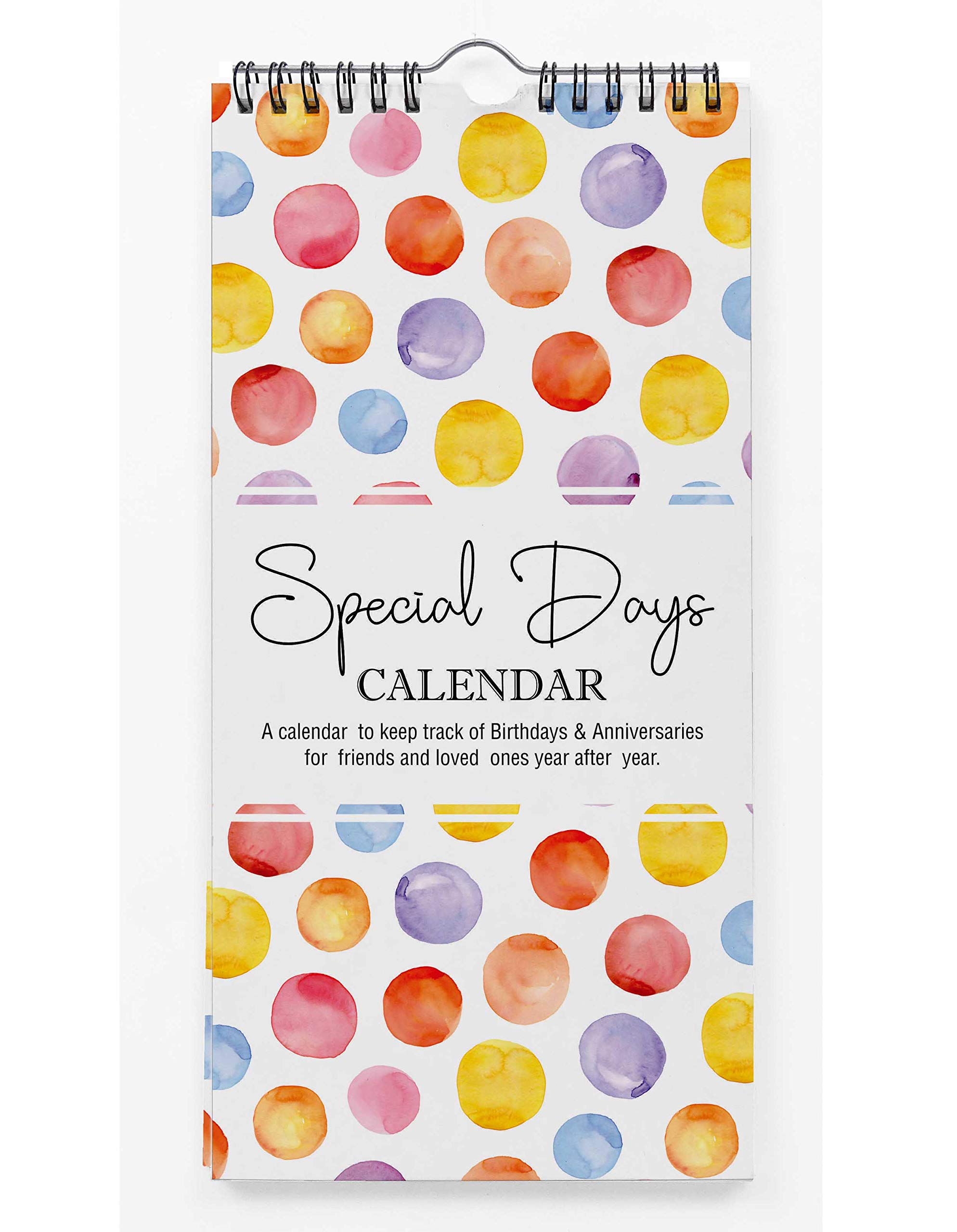 Inkdotpot Polka Dots Perpetual Calendar Birthday Wall Hanging Anniversary Special Event Reminder Calendar Book Journal Stationary Wall Hanging Birthday Gift Card Planner Organizer