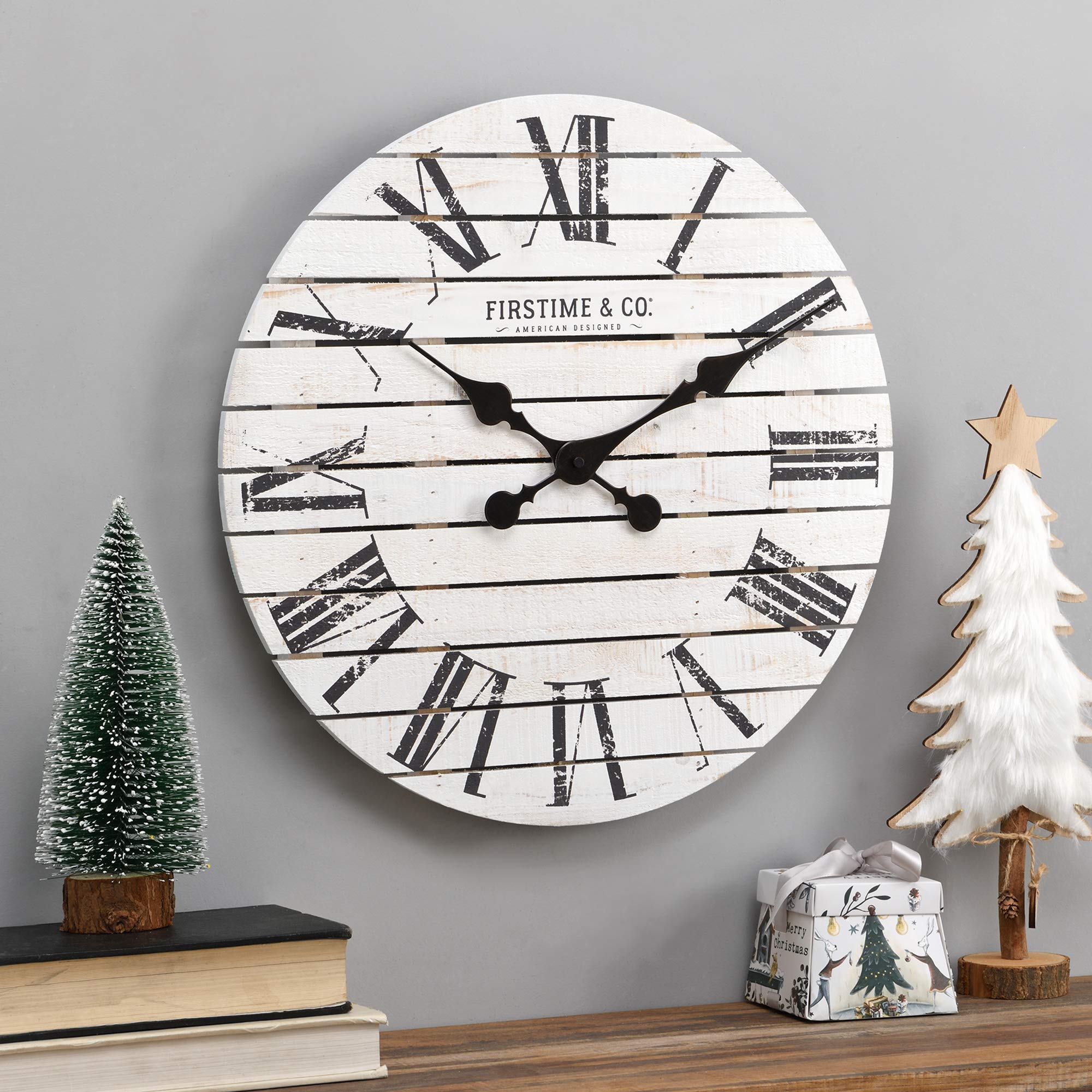 Mua FirsTime & Co. White Farmhouse Shiplap Wall Clock, Large Vintage ...