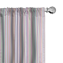 Lunarable Striped Window Curtains, Pastel Colored