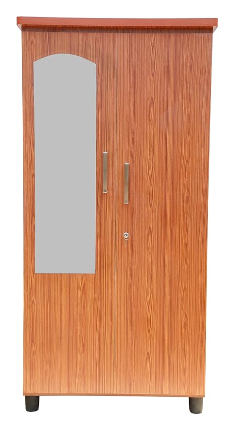 Hudson Two Door Wardrobe Wooden Almirah Cabinet In Teak Color