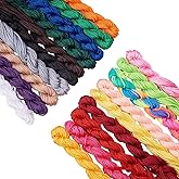 PH PandaHall 2mm Nylon String Chinese Knotting Cord 19 Colors Bracelet String Braided Kumihimo Thread Beading Thread Fringe Hand Knitting Cord for Friendship Bracelet Making (200yard)