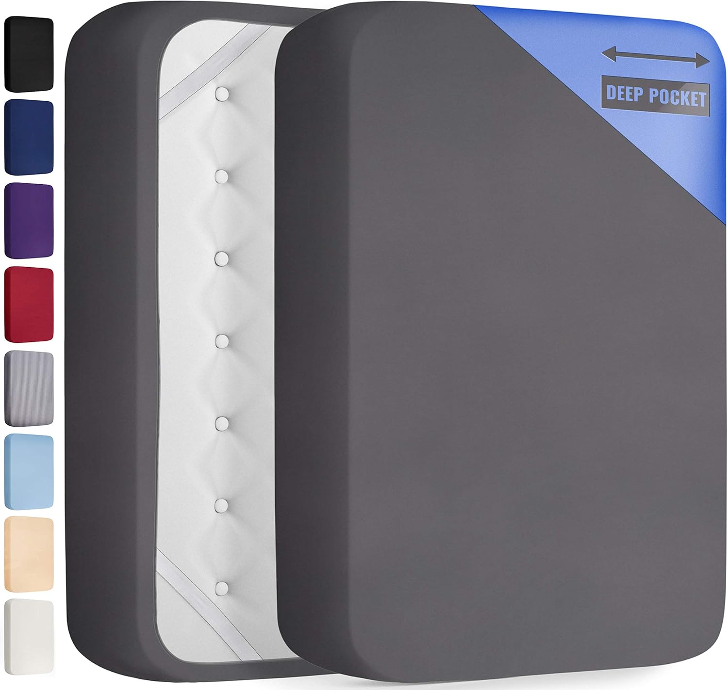 Extra Deep Pocket Fitted Sheet Deep Pocket Fitted Sheet Only Sheet King Size Fitted Sheet, Gray: Home & Kitchen