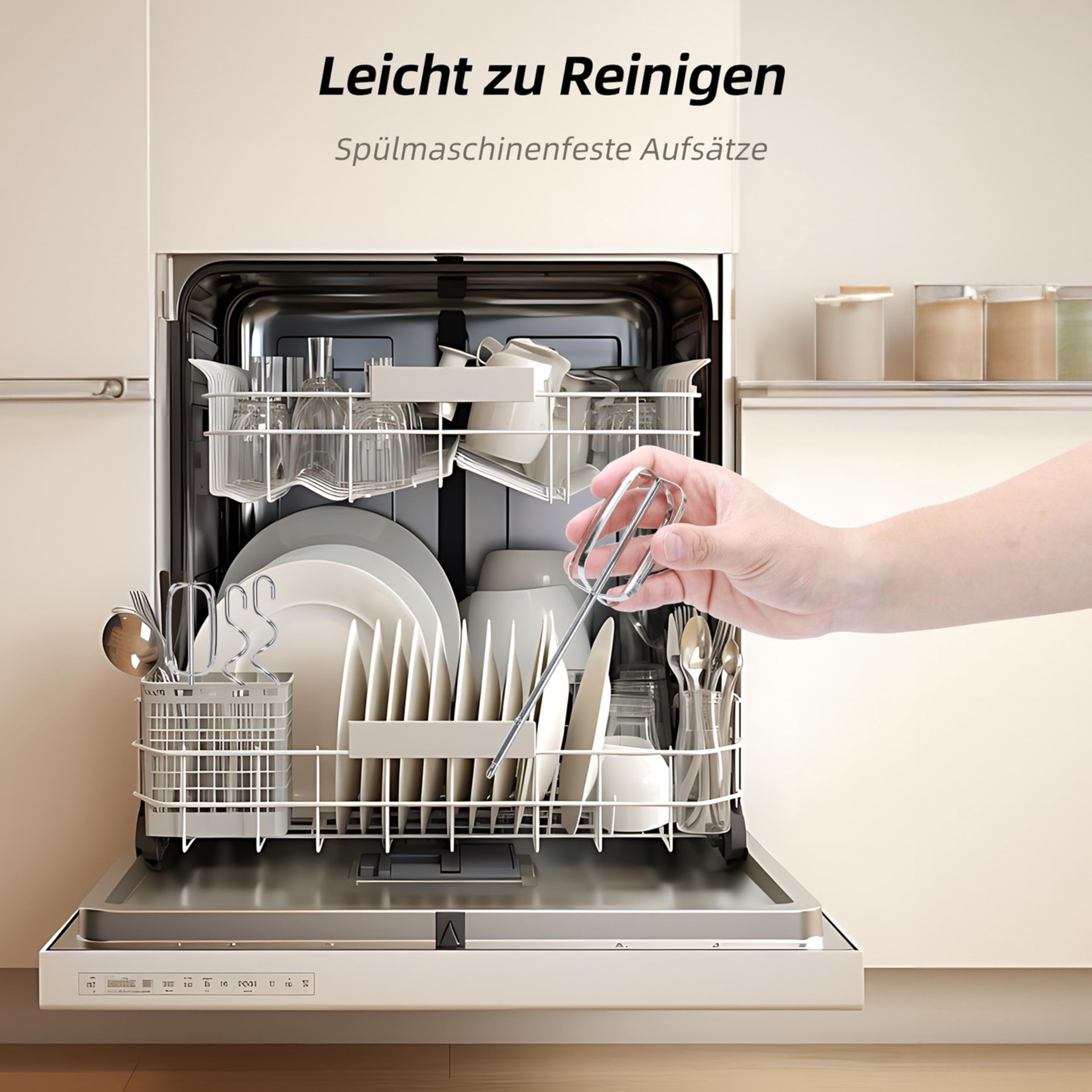 Aigostar Handmixer Elektrischer, 400 W Ultra Power Mixer Handrührer mit 1 Aufbewahrungshalterung, 5 Geschwindigkeiten, Turbo Boost, 2 Schneebesen und 2 Knethaken, für Eier, Teig, Kuchen.Adela 8