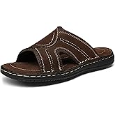 Jousen Men's Leather Sandals Arch Support Slide Outdoor Retro Sandals for Men