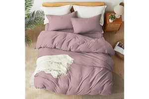 ALAZURIA Duvet Cover Full Queen Size, Soft Prewashed Duvet Cover Set (3 Piece) for Kids with Zipper Closure, 4 Corner Ties (1 Duvet Cover + 2 Pillow Shams) Berry Mocha, Queen