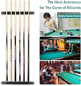 Adhafera 6-Piece Wall-Mounted Pool Cue Rack Holder for Billiards and Bars view 4