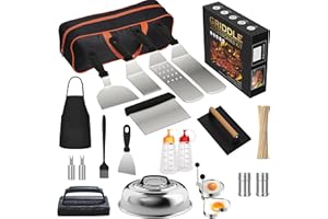 FURNHOME 120 Pcs Griddle Accessories Kit for Blackstone - Perfect Flat Top Grill Accessories for Outdoor, Professional Round Melting Dome with Cast Iron Smash Burger Press for Barbecue.