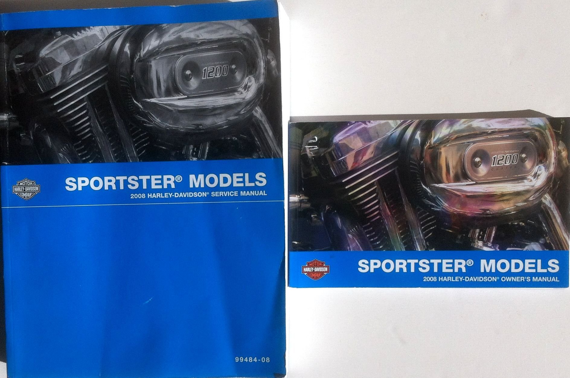 2008 Harley-Davidson set of two books, the Sportster Service Manual (Part  Number 99484-08) and a Harley-Davidson Sportster Owner's Manual Paperback –  2007