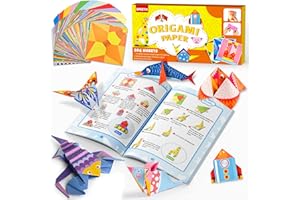 SPEETH Craft Origami Paper for Kids,204 Sheets Colorful Folding Paper with 72 Patterns and Guiding Book Art Projects Kit for 5-12 Years Old Girl Boy Teen Birthday Christmas Present Preschool Educationa