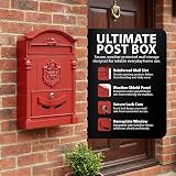 ZENO Red Wall Mounted Letter Box with 2 Keys Large Postbox Classic view 4