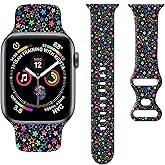 Sport Watch Bands Compatible with Apple Watch Band 38mm 40mm 41mm for Women Men, Adjustable Soft Silicone Replacement Smartwatch Wristband for iWatch Series 7 6 5 4 3 2 1 SE(Cute BOHO star)