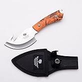 Wild Turkey Handmade Collection Full Tang Fixed Blade Gut Hook Skinner Knife w/Leather Sheath. (Orange)