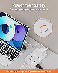 DEPOW Surge Protector Power Strip with Flat
