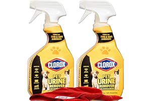 ZOMPOZ Pet Urine Remover Spray, Pet Safe Cleaning Spray for Stains and Odors, 2-Pack Bleach Free Spray for Cat and Dog Stains on Carpet, Fabric, Hard Surfaces, 24 oz. Each Plus Zompo-Z Microfiber Cloth