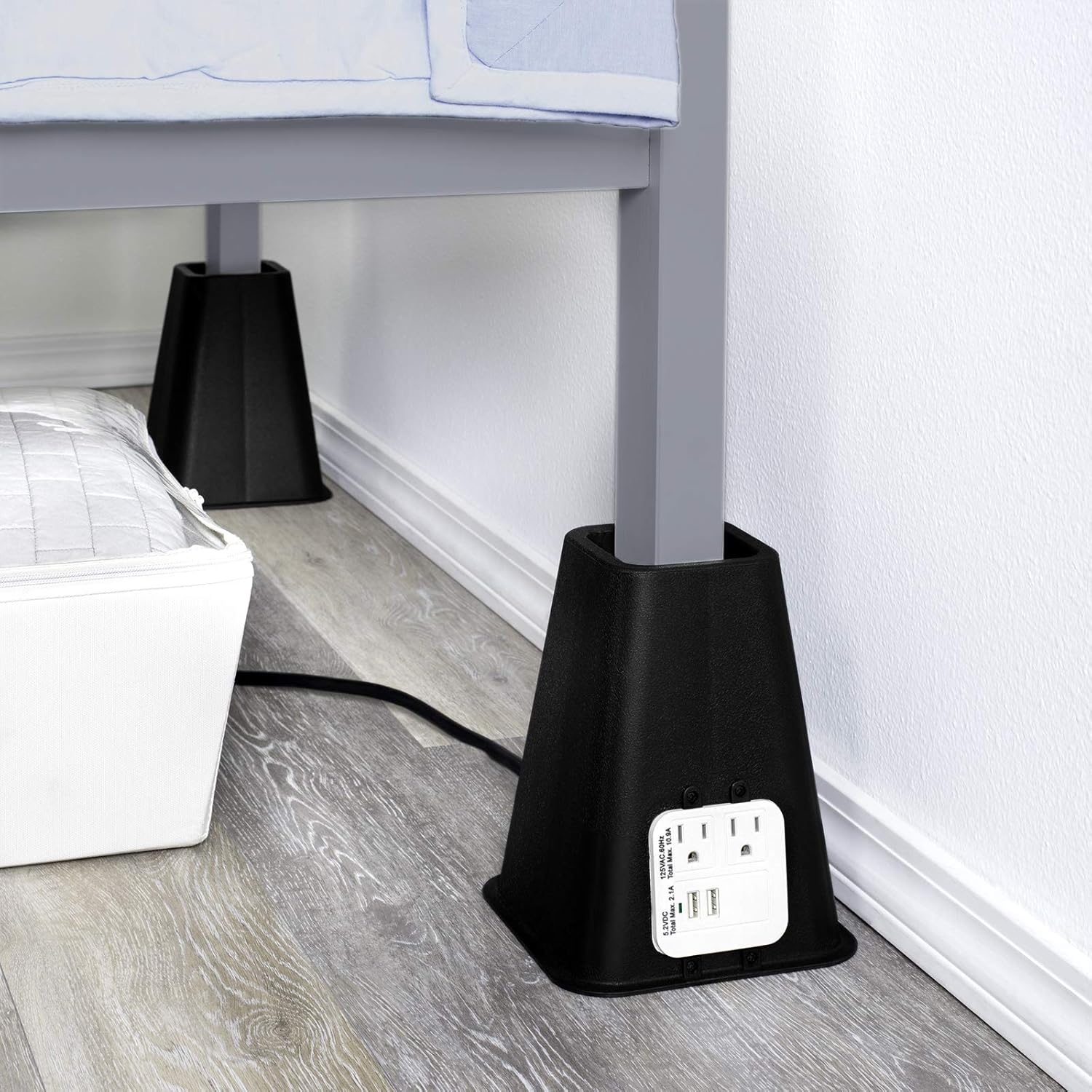 Bed Risers with Power Outlet and USB Ports - 7.25 Inch Size Furniture Riser Lifts, Heavy Duty 1200 lbs Capacity for Beds, Day Beds, Sofa, Table, Couch, Desk and Furniture Lifts Set of 4: Home & Kitchen