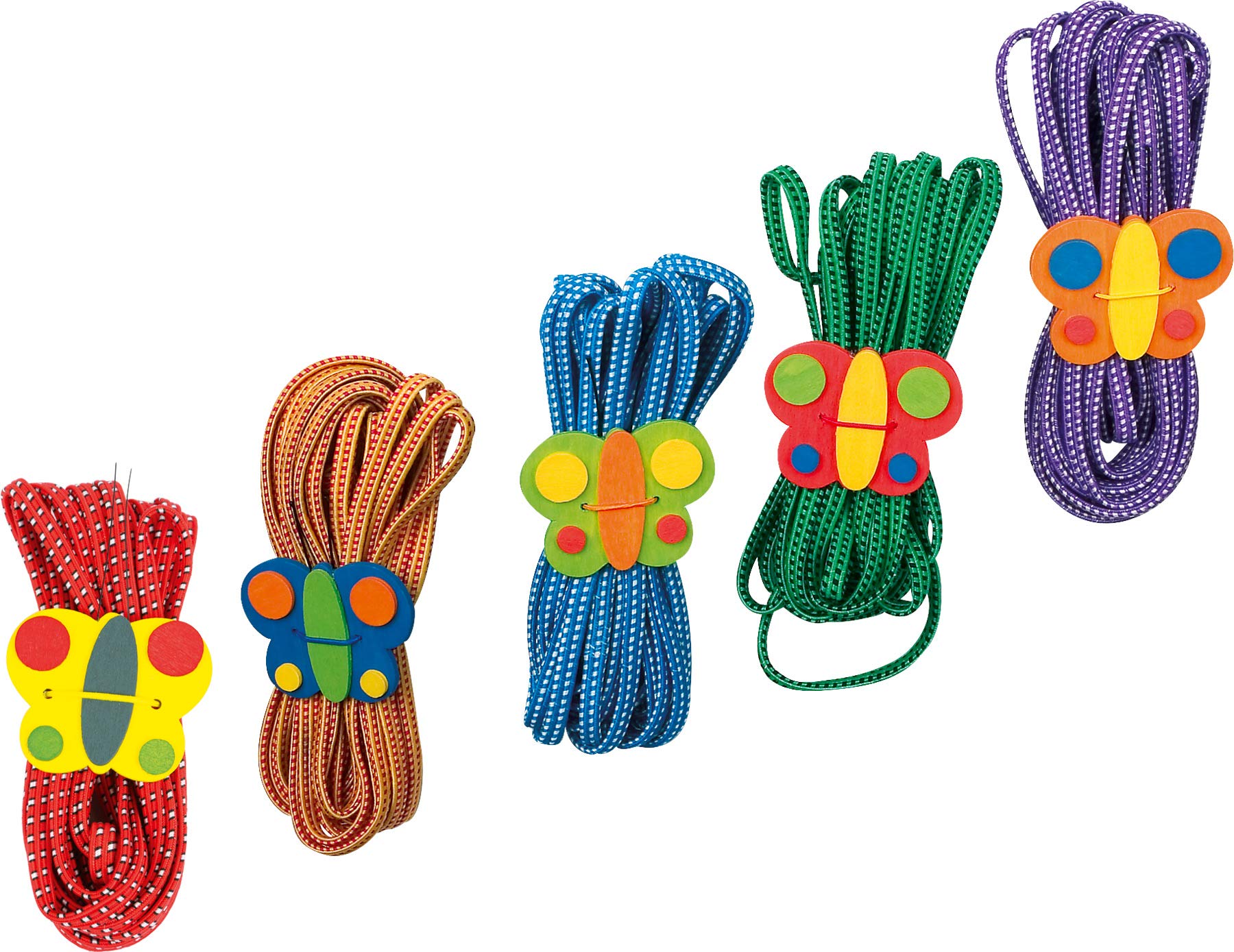 small foot 1814 rubber jump rope game "butterflies", set of 5, promotes coordination, dexterity and fitness