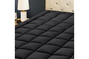 HYLEORY King Mattress Pad Quilted Fitted Mattress Protector Cooling Pillow Top Mattress Cover Breathable Fluffy Soft Mattress