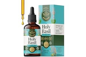 HERBAMAMA Tulsi Holy Basil Tincture - Vegan Mood & Relaxation Support with Holy Basil Leaf Extract Drops - Non-GMO, Alcohol & Sugar-Free Liquid Supplement, 84-Day Supply