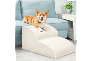 11.8 Inch Dog Stairs for Small Dogs – Wide Non-Slip Pet Steps for Low Beds & Couches, High Density Foam with Gentle Slope for