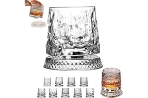 360 Degree Rotating Whiskey Glass, Rotating Crystal Whiskey Tumbler Glass for Bourbon and Cocktails, Spinning Whiskey Glasses